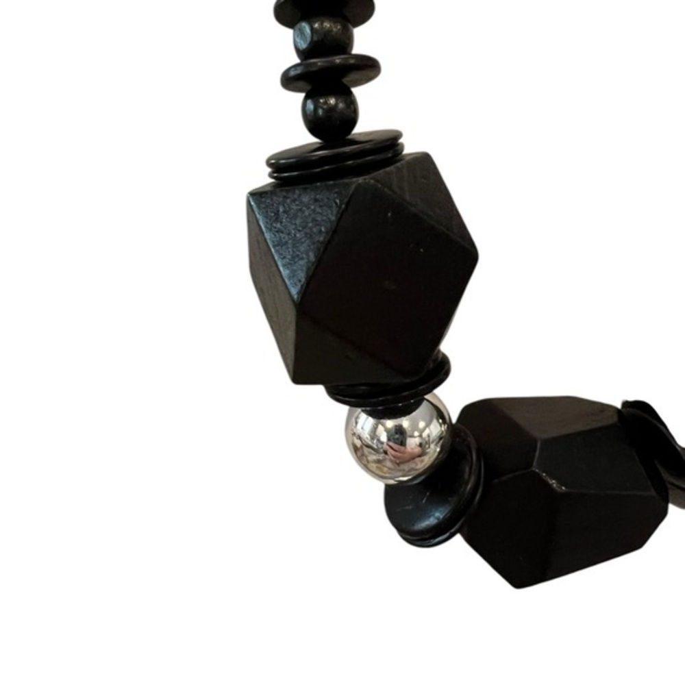 SALE!! 2 for $15 Paparazzi Wooden Bead Necklace Black Silver Earrings Discs Boho - Picture 2 of 11